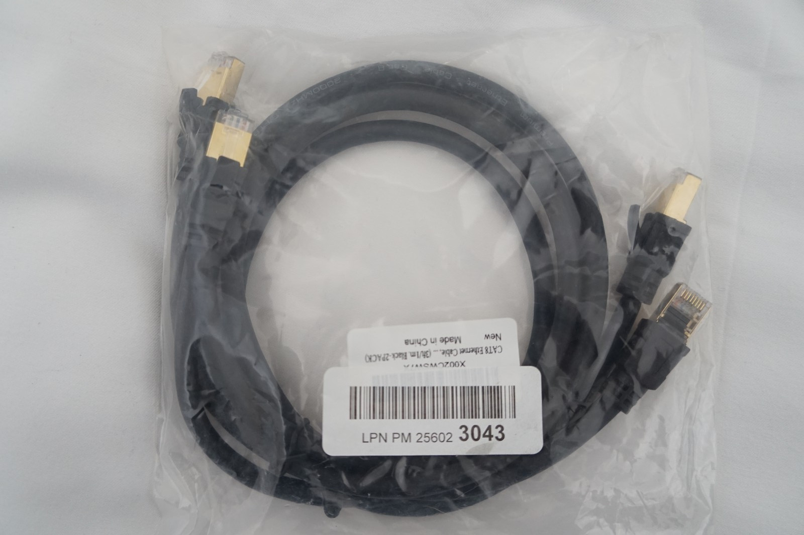Monoprice 2 PACK 25602 Cat8 26AWG Ethernet Network Cable 3 Feet 2GHz 40Gbps