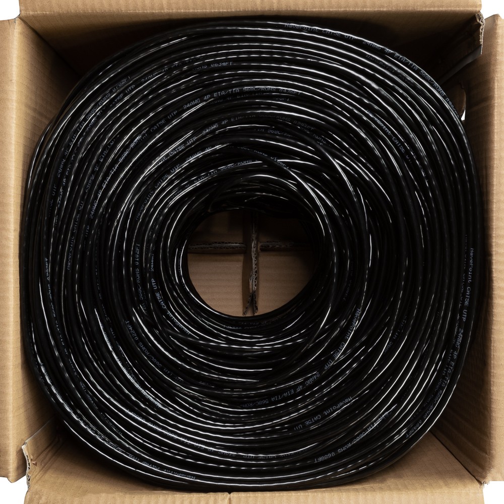 CAT5E CABLE UTP 1000FT BLACK SOLID WIRE BULK ETHERNET LAN NETWORK CAT5 1000 RJ45