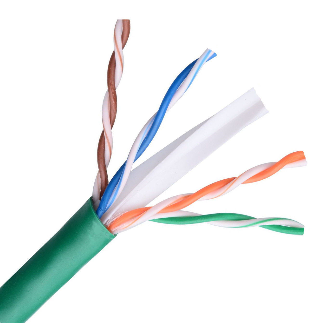 CAT6E Ethernet 550MHz Riser CMR Cable Green 1000FT 23 AWG BARE COPPER