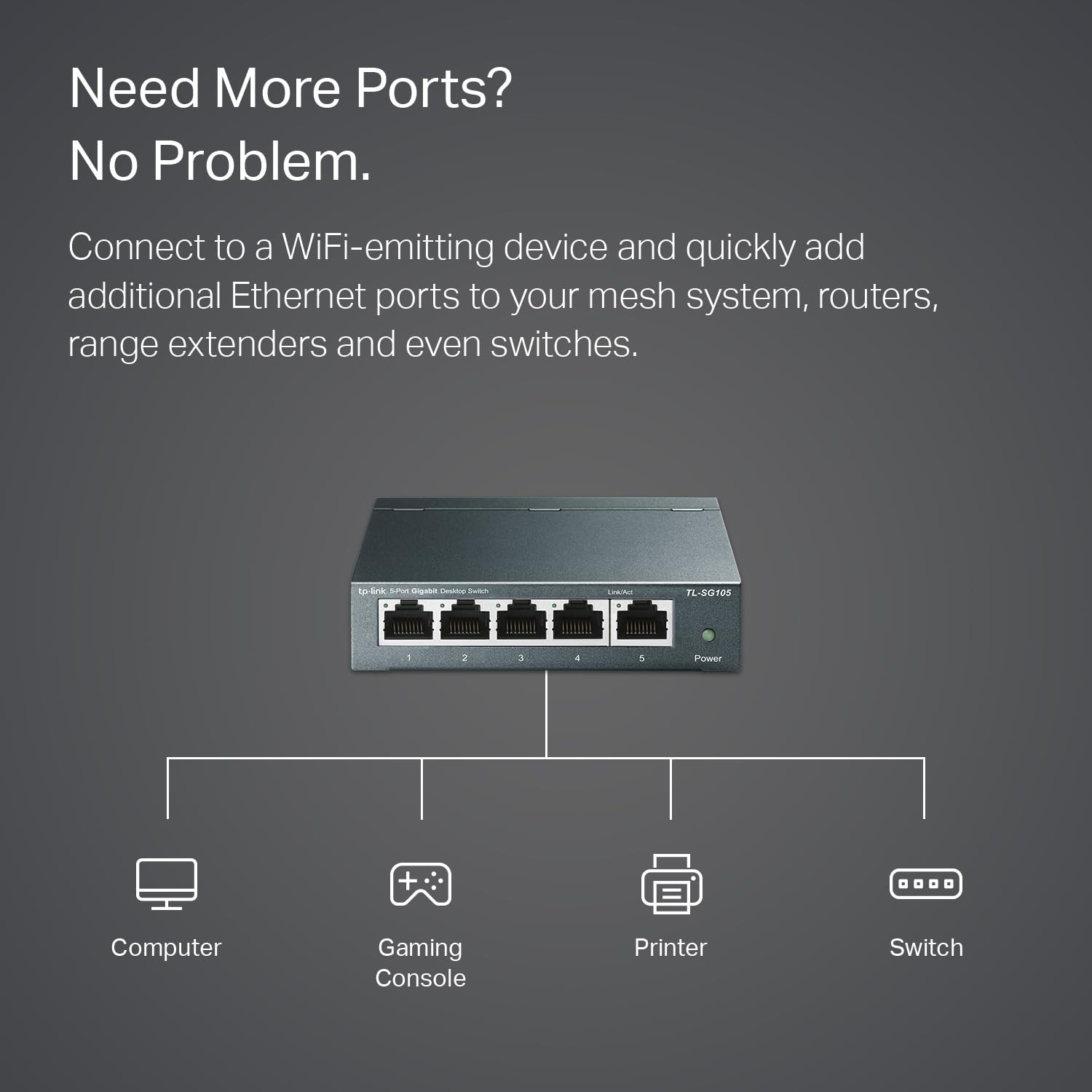 TP-Link5 Port Ethernet Network Switch Unmanaged(TL-SG105) Refurbished