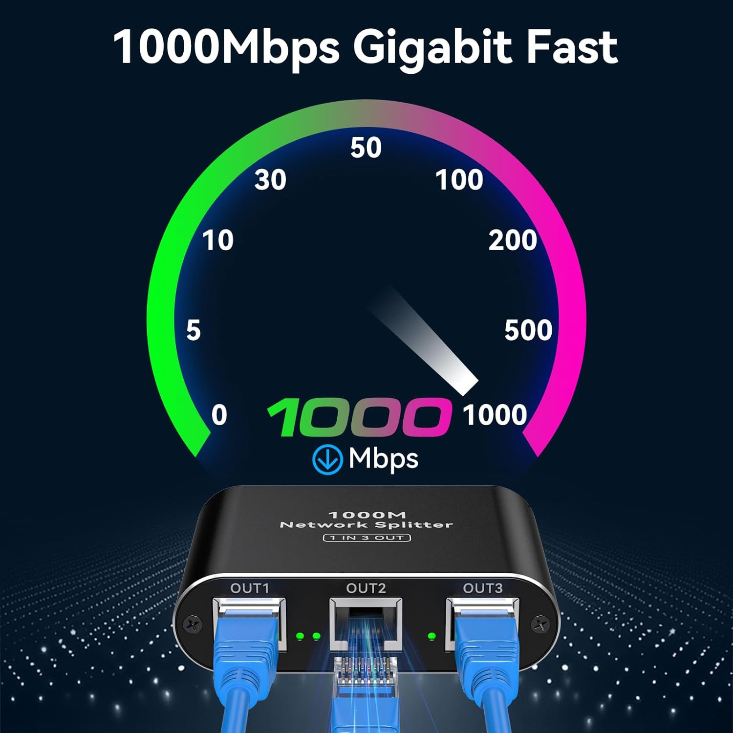 Ethernet Splitter 1 to 3 High Speed LAN Splitter 1000Mbps Gigabit RJ45 Ethernet