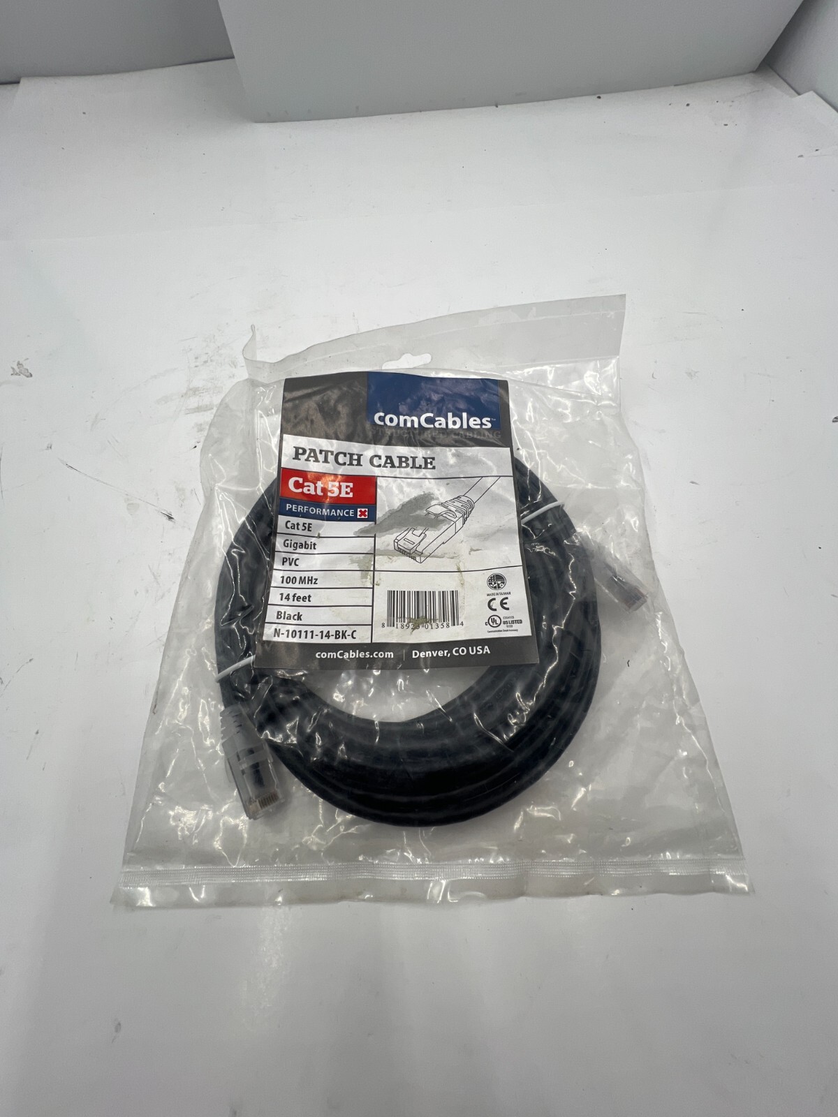 (QTY 2) ComCables CAT5e Patch Cable,14′ Black Gigabit PVC 100MHz N-10111-14-BK-C