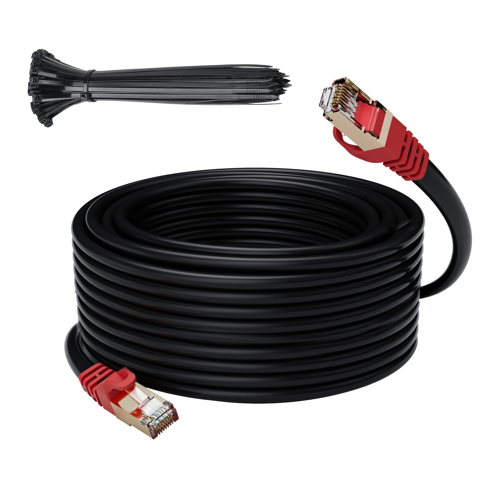 Cat 7 Outdoor Ethernet Cable 150 FT, 10Gbps Heavy-Duty Shielded Internet Cabl…