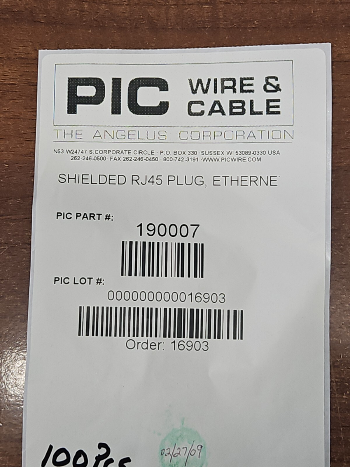 20X PIC 190007 RJ45 Connector Ethernet Plug 8p sheilded, datasheet in the photos