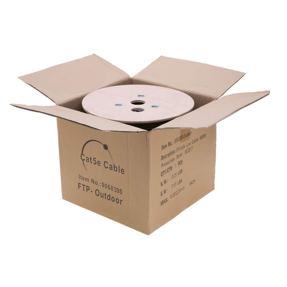 1000ft CAT5e FTP Shielded Outdoor UV Bulk Cable Wire Ethernet Cat5 Network LAN