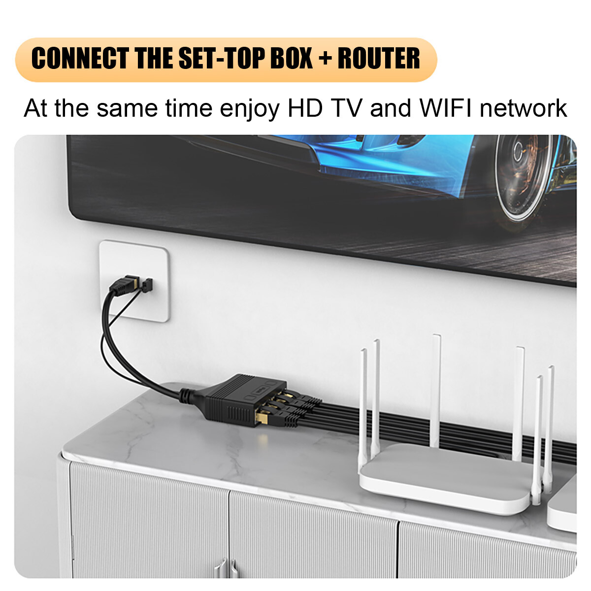 1000Mbps 1 IN 4 Out Ethernet Splitter Adapter Cable LAN Network Internet RJ45-