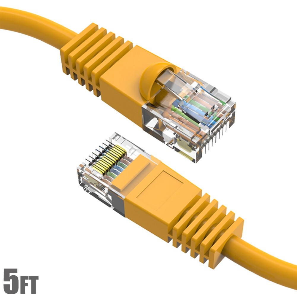 5FT Cat5E RJ45 Network Modem LAN Ethernet UTP Molded Snagless Patch Cable Yellow