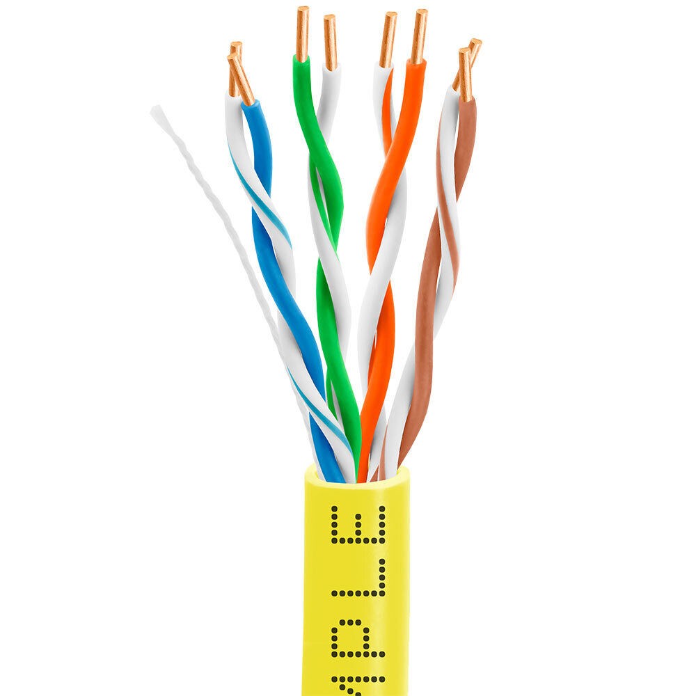 2 Pack Cat5e Plenum Ethernet Cable 1000ft CMP Solid 24AWG UTP High Speed Yellow