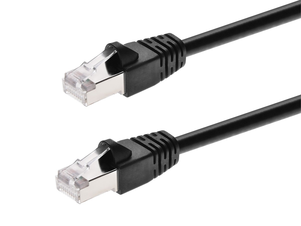 Cat6A Ethernet Patch Cable Network Internet Cord RJ45 STP 10G 26AWG 1ft Black