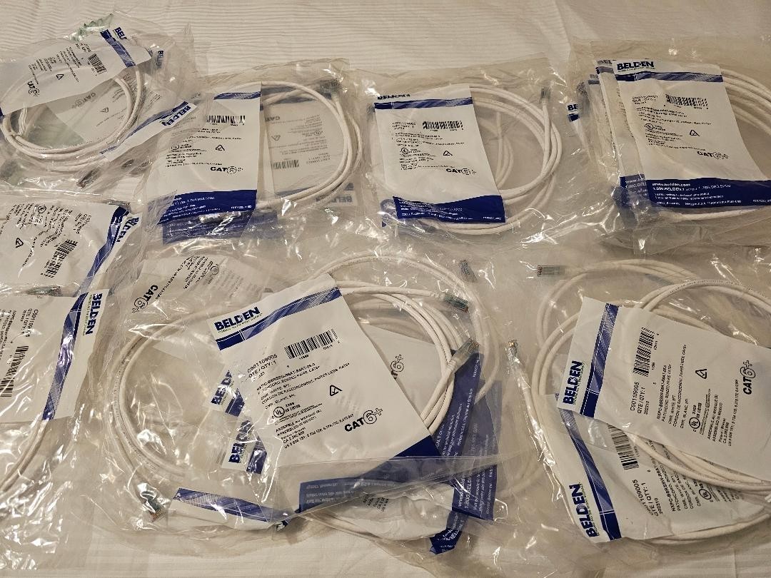 Belden C60110900X Patch Cord Bonded Pairs, CAT6+ CMR White Cable, Choose Length