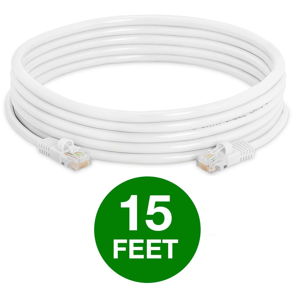 10 PCS Cat5e Patch Cable 1.5-15ft LAN Ethernet Cord for Gaming/Streaming White