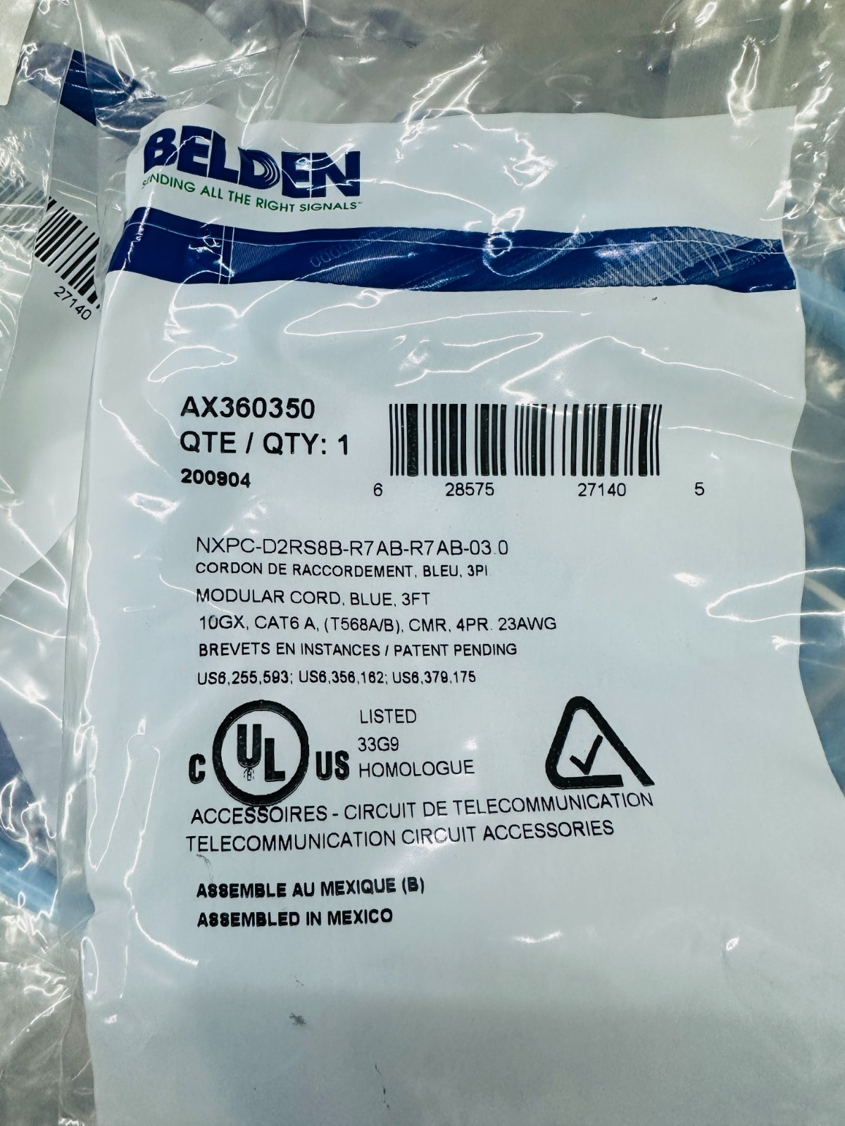 Lot of 25 🔥 ✅ CAT6 Ethernet Patch Cord 3FT, RJ-45 LAN Network Cable Blue