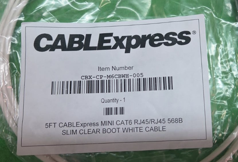 Ultra Slim CAT 6 UTP White Patch Cable 28AWG RJ45 Network 5 feet NEW LOT 9 PCS