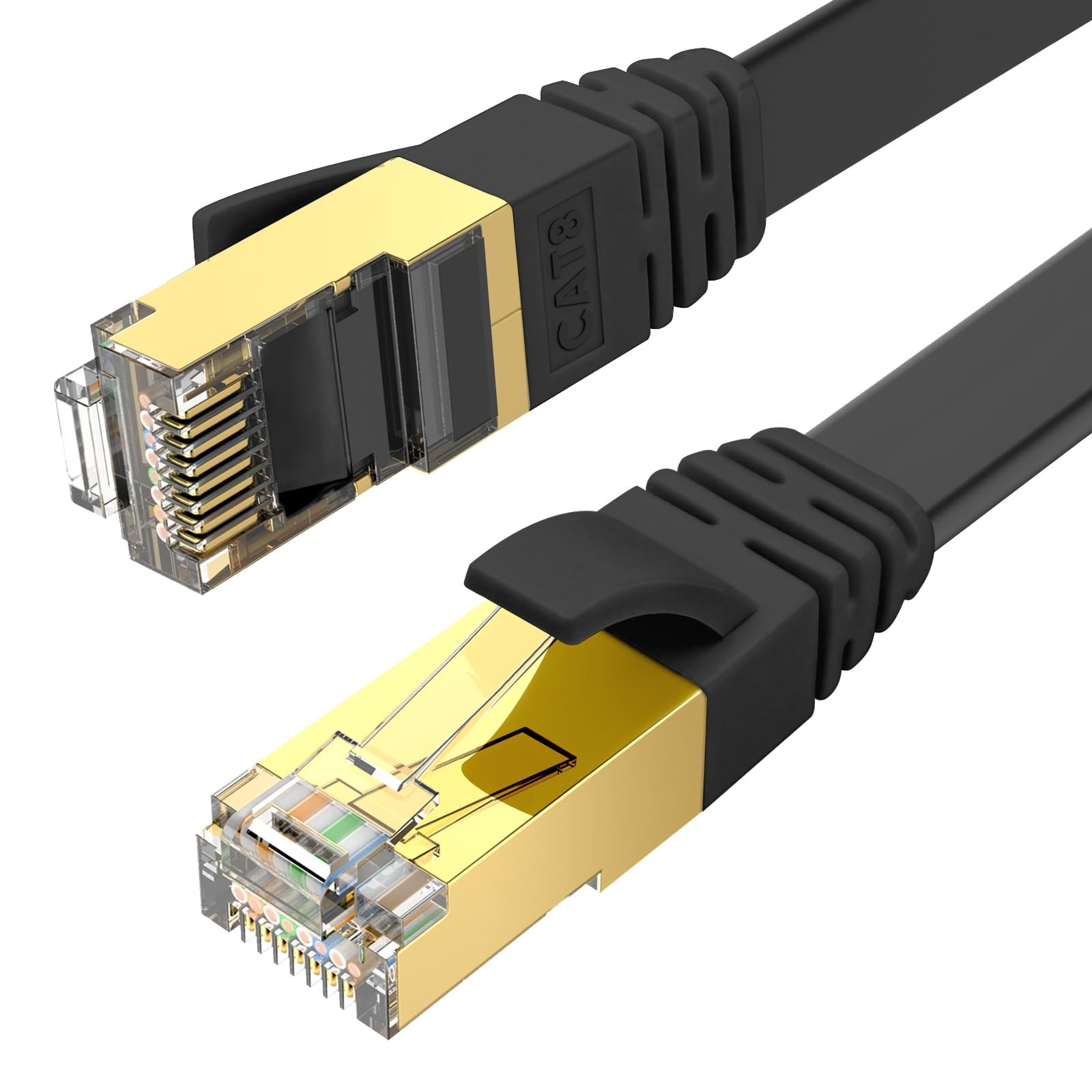 CAT8 Ethernet Cable 25ft High Speed Shielded Flat for Router/Gaming/Modem – B…