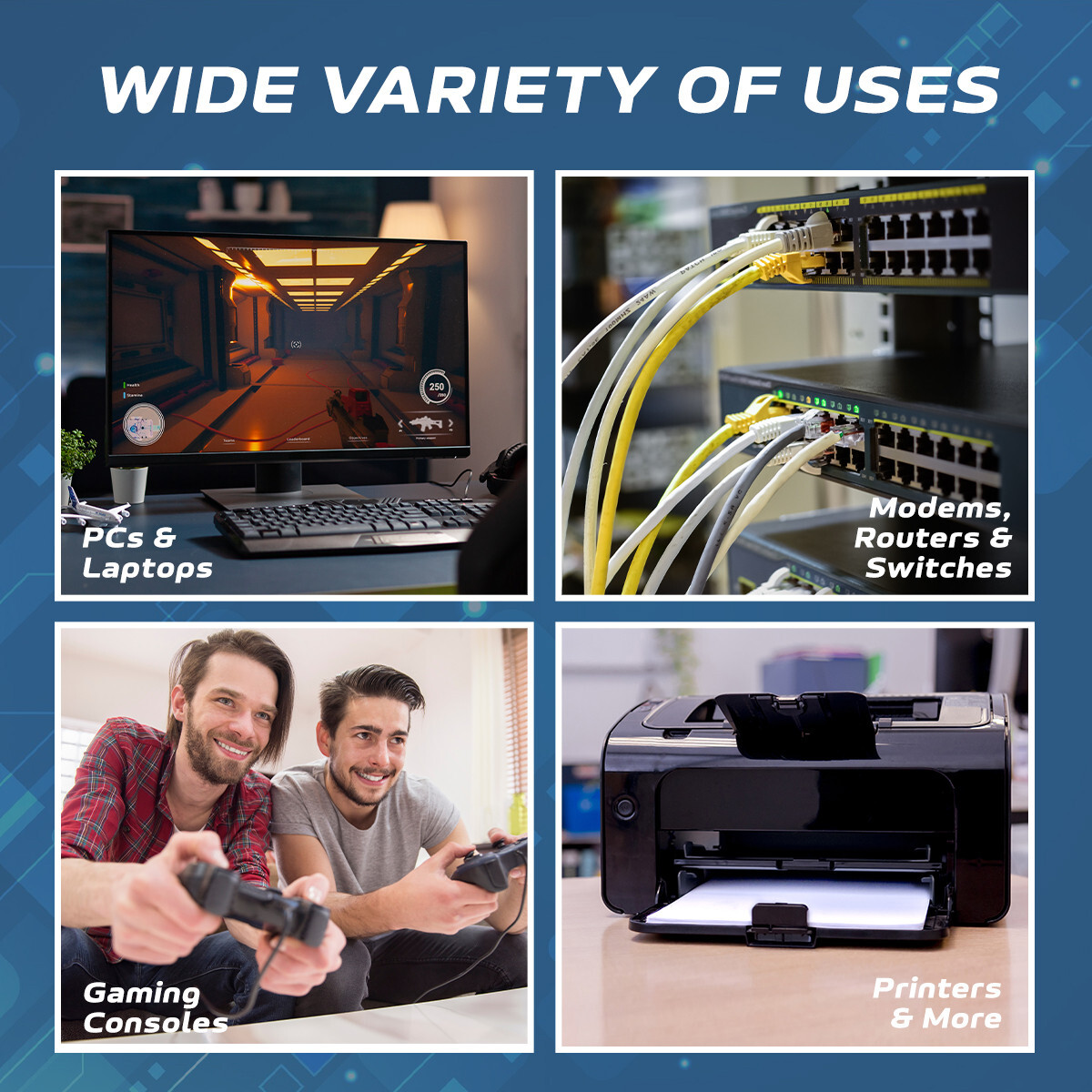50FT 75FT 100FT 200FT CAT6 RJ45 Cable UTP Ethernet LAN Network Patch Wire Blue