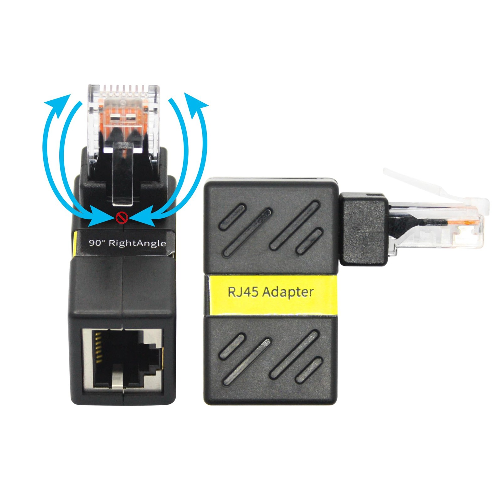 Cat6 Ethernet Extender Adapter 180 Rotatable RJ45 Male To Female Coupler 2 PCS