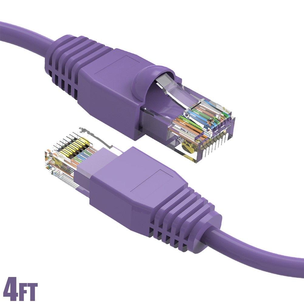 4FT Cat6A RJ45 Ethernet LAN Network Cable UTP Copper Wire Gold 24AWG Purple