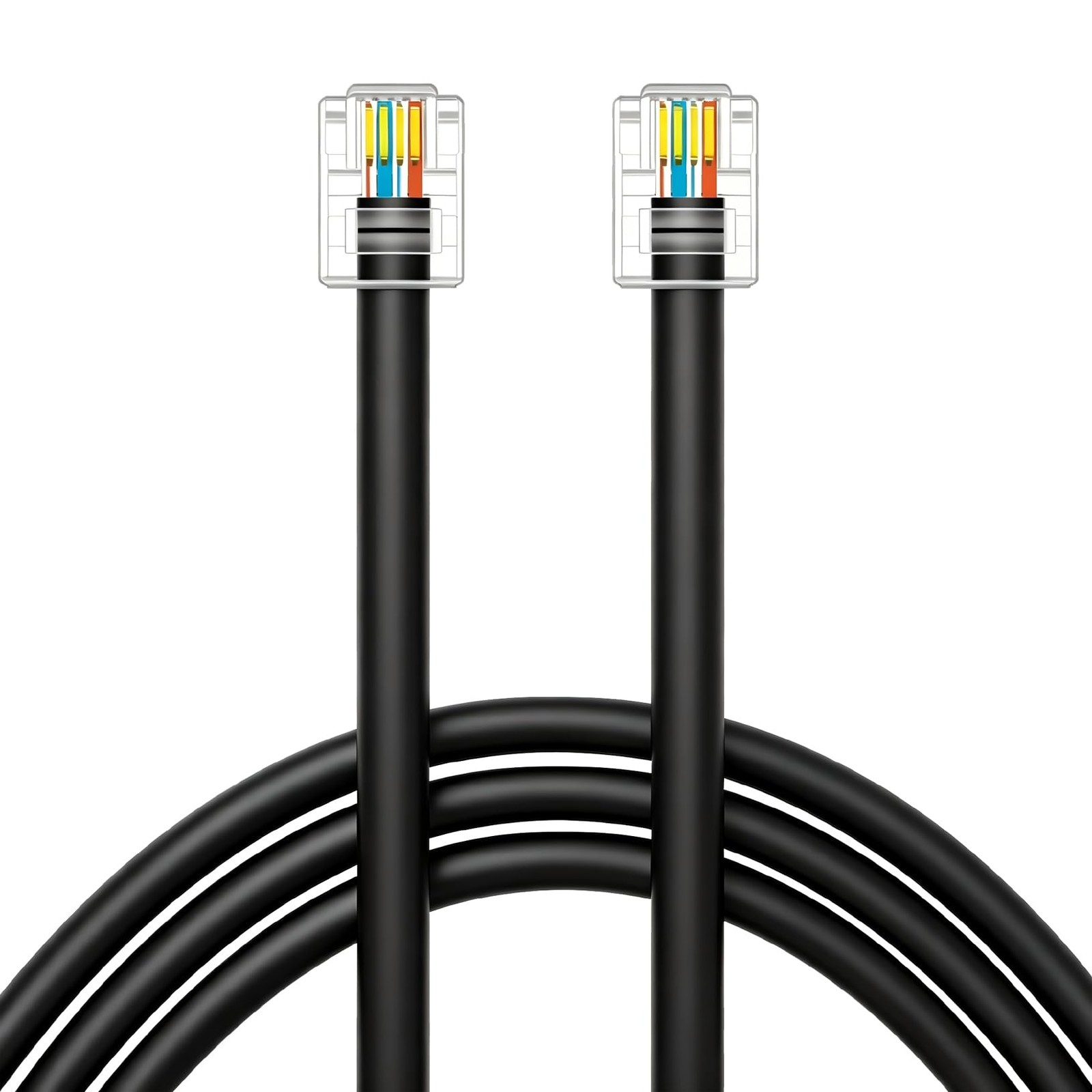 6 FT CAT5 RJ11 Data Cable DSL High-Speed Modem Twisted UTP 6P4C Male Black