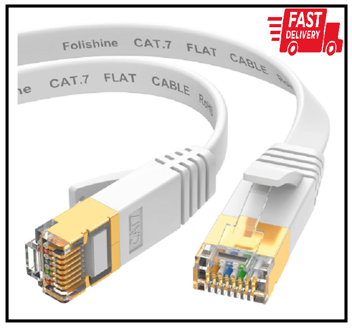 Ethernet Cable 15 ft, Cat7 High Speed Ethernet Cable, Flat LAN Patch Cords with