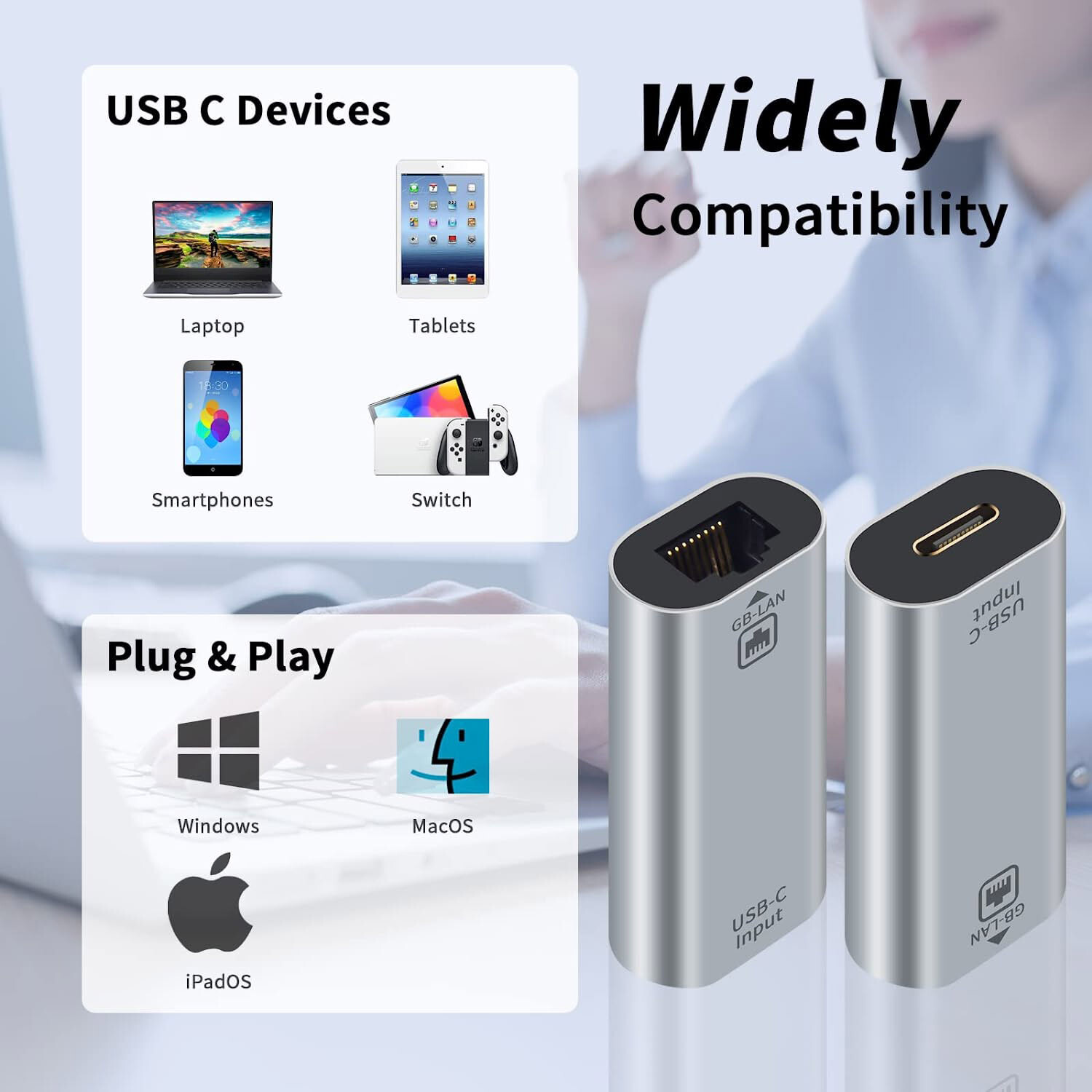 USB C to RJ45 Female Gigabit 1000Mbps Ethernet LAN Network MacBook Pro Adapter