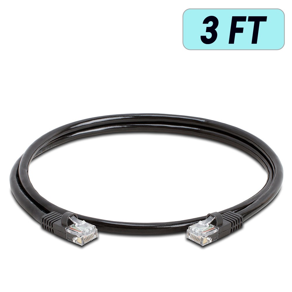 20 PACK Cat5e Cable Black Cat 5 Patch Cord Ethernet RJ45 Connectors LAN Wire