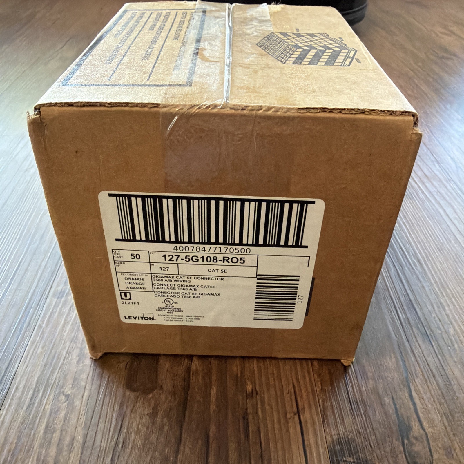 Leviton 5G108-RO5 Gigamax Snap in Connector Cat 5e Orange Jack 50-Pack Box