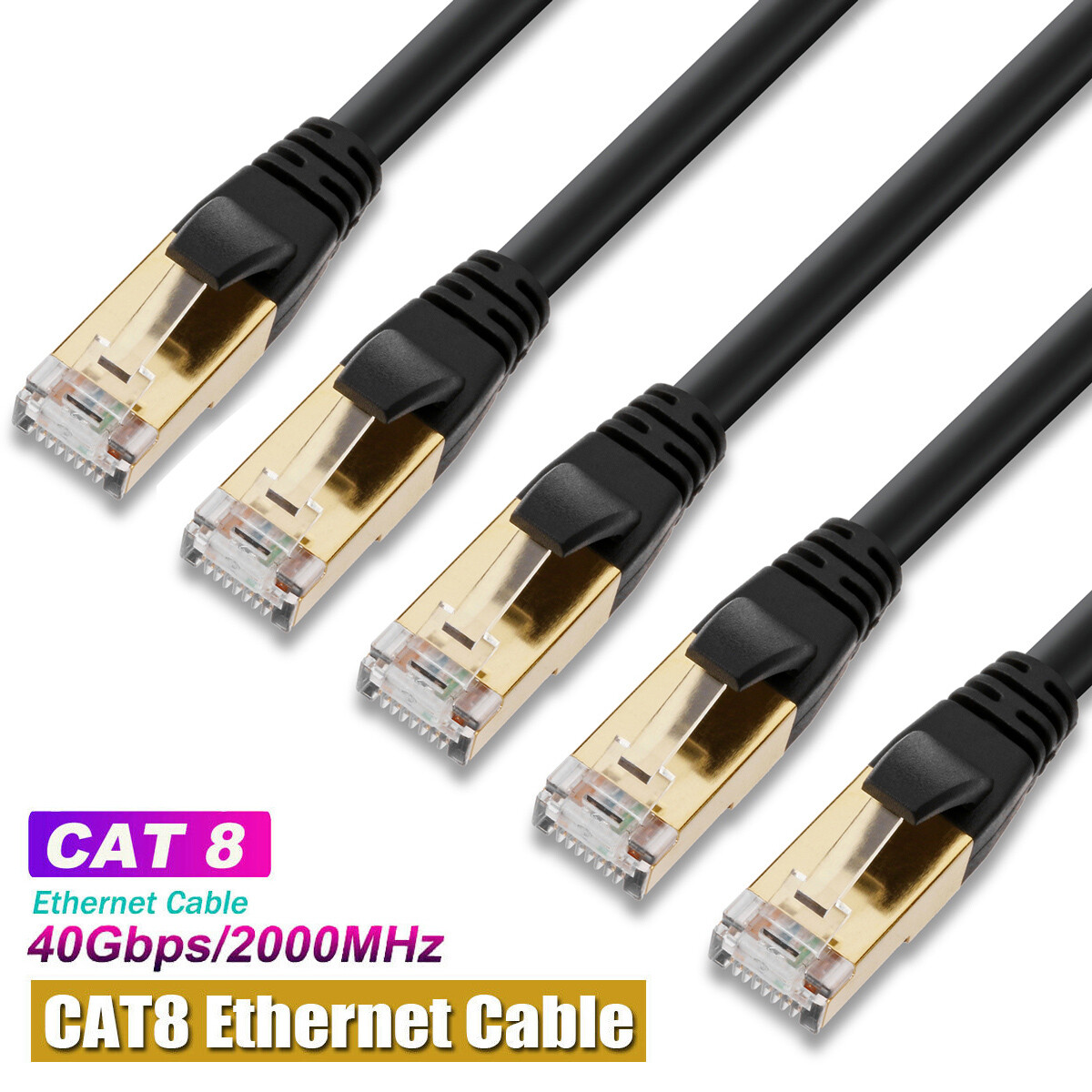 CAT 8 Ethernet Cable 5Pack 10Pack Shielded SFTP Internet Network Patch Cord Lot