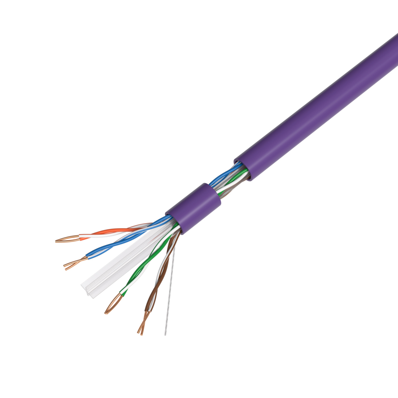 500FT CAT6 Riser Ethernet Cable CMR 23AWG 550MHz Solid Bare Copper Wire Purple