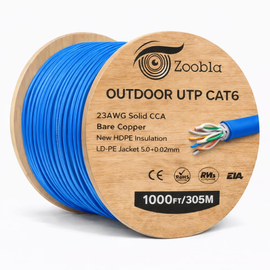 CAT6 CCA Outdoor Ethernet Cable 1000FT 305 23AWG Solid, UTP, Weatherproof