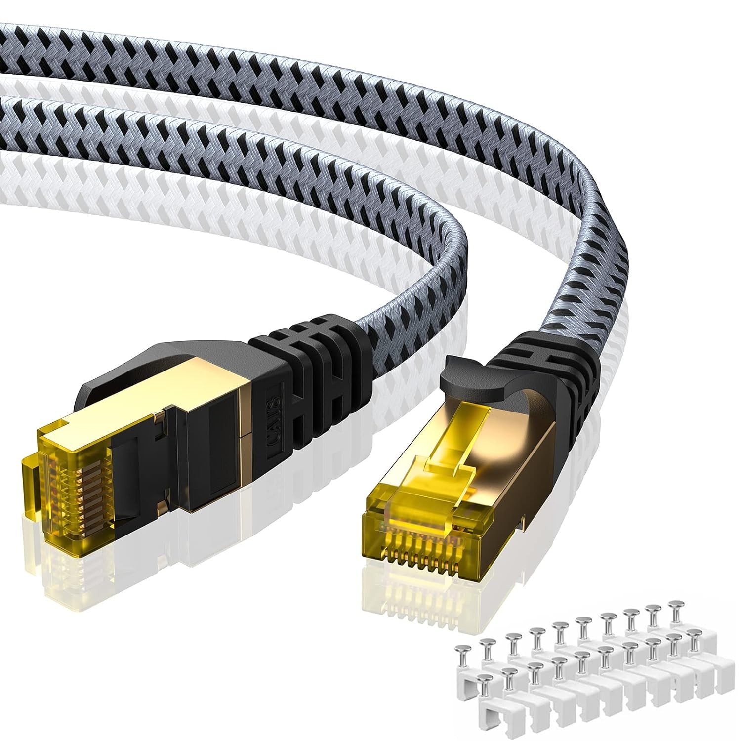 ARISKEEN Cat 8 Ethernet Cable 60 FT, 40Gbps 2000Mhz High Speed 60 Feet, Grey
