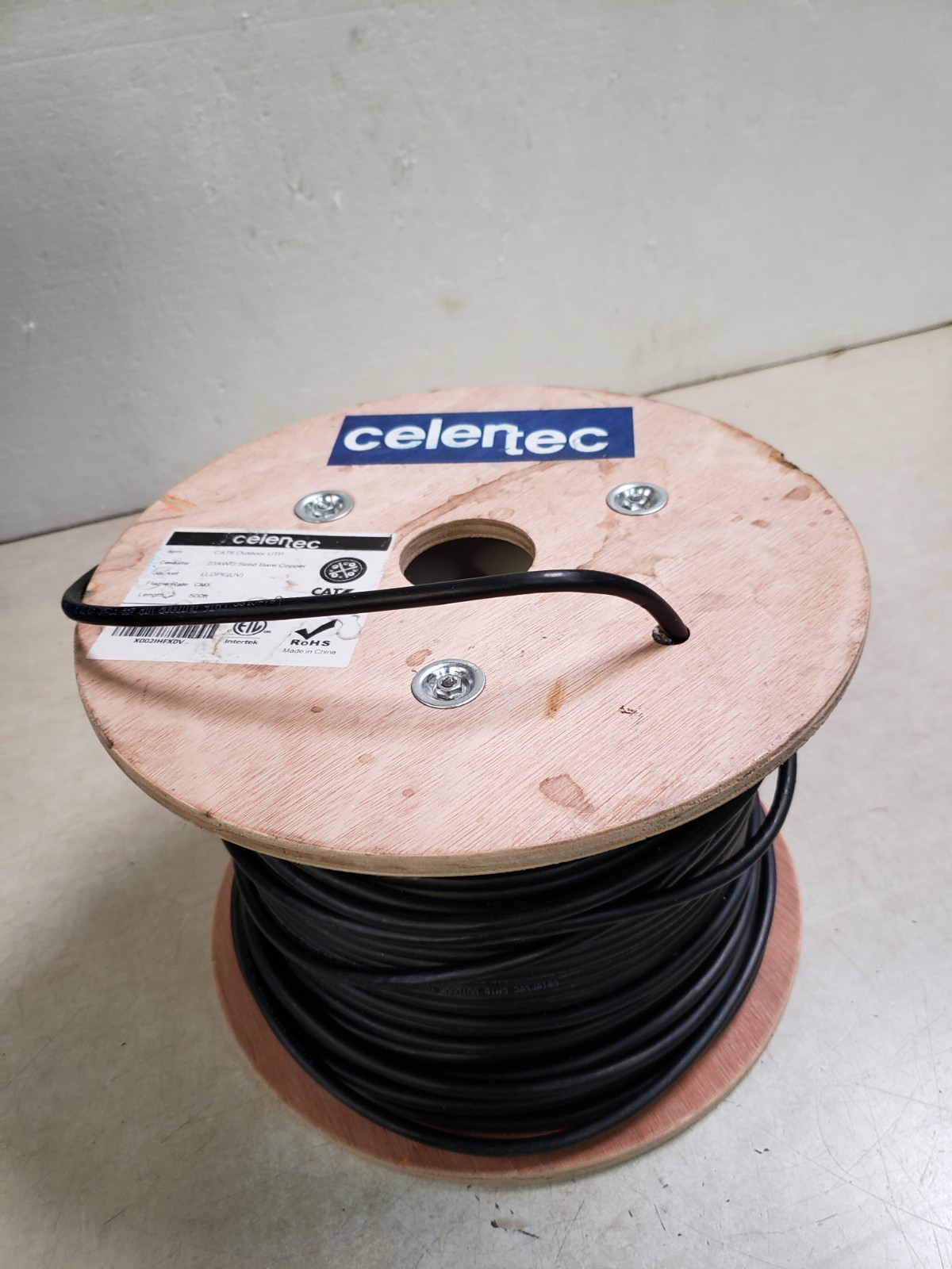 Celertec Cat 6 Ethernet Cable, U/UTP, 23AWG Solid Bare Copper, CMR, 500ft