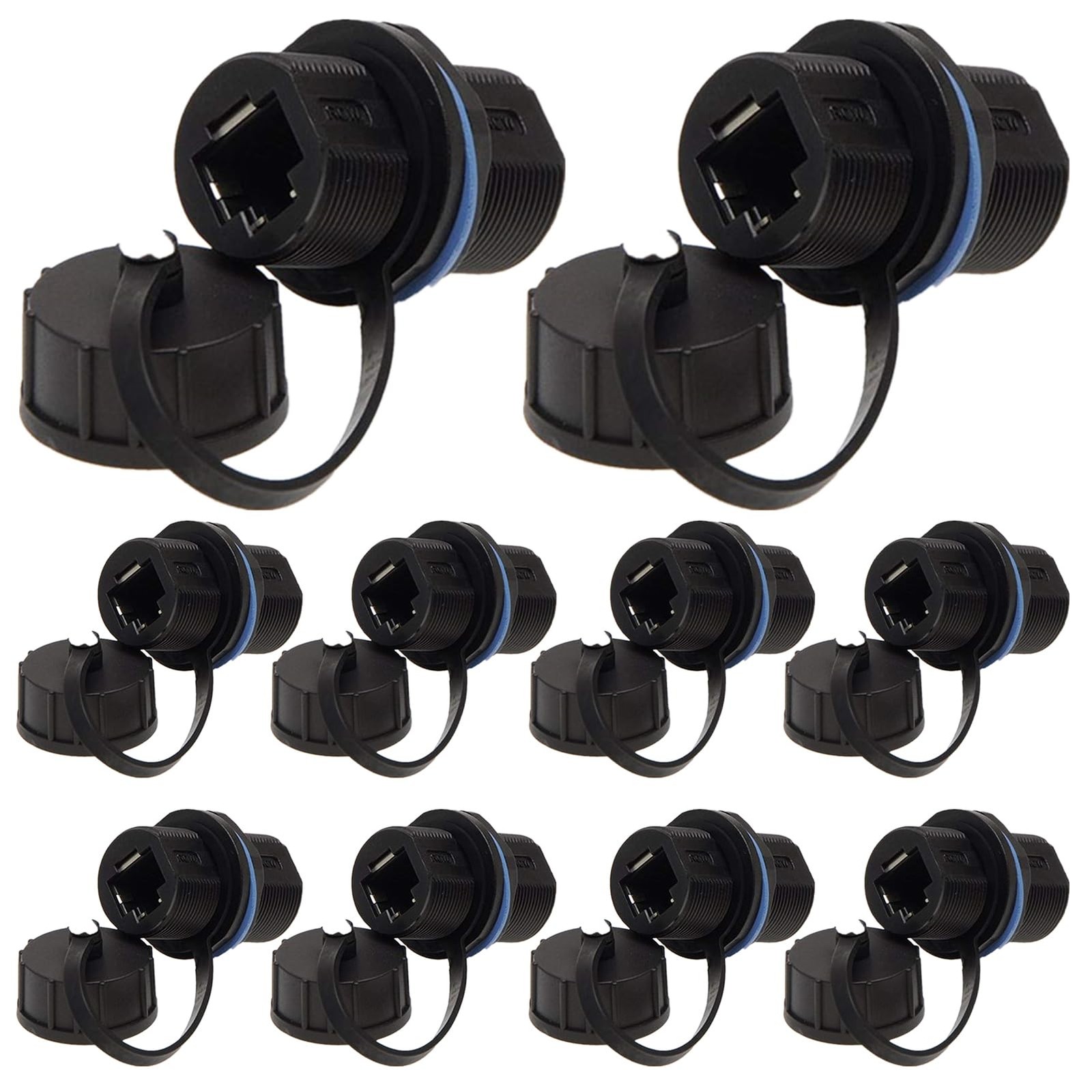 10 PCS RJ45 Panel Mount Shielded Waterproof Connector Ethernet LAN Coupler
