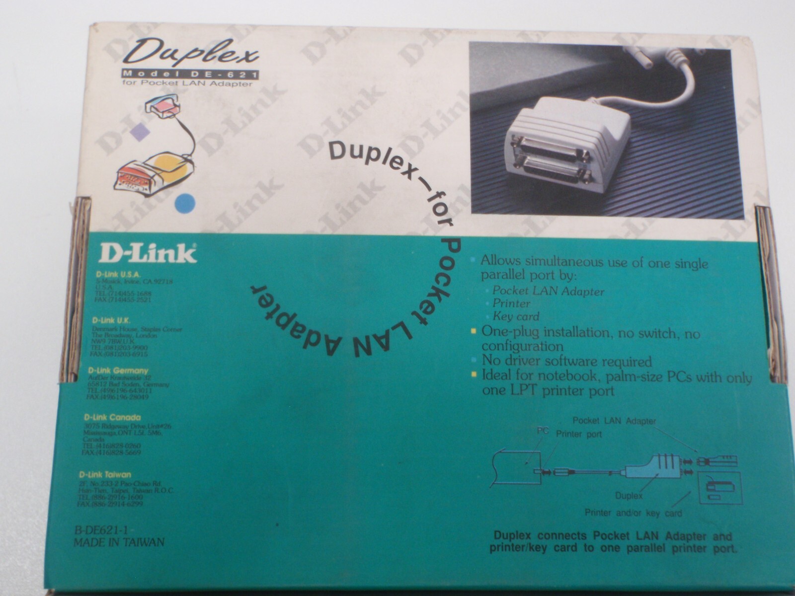 D-LINK DE-621 POCKET LAN ADAPTER PRINTER PARALLEL PORT CARD w/ Retail Box