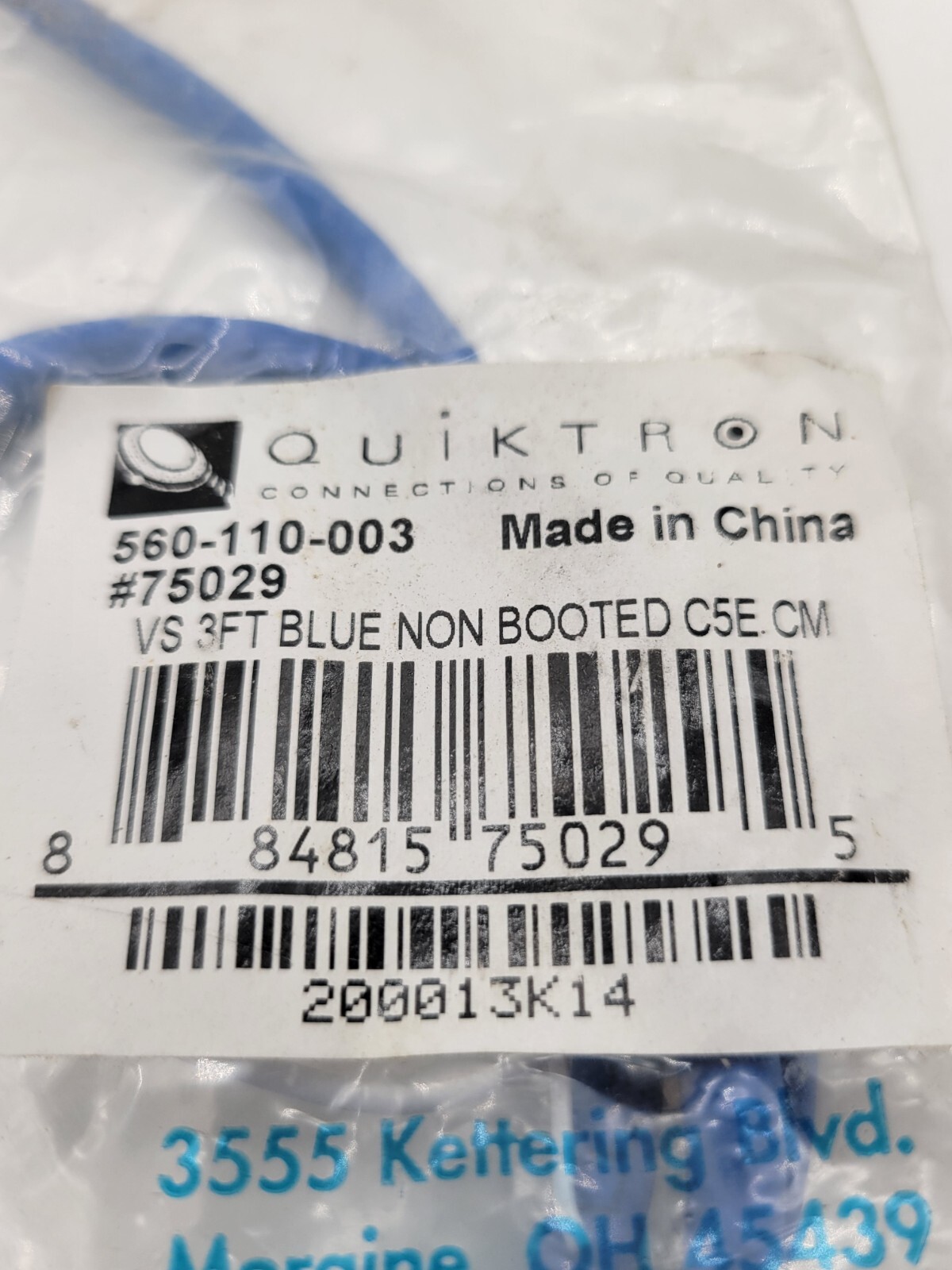 Quiktron 560-110-003 Non Booted Cable Patch Cord Value Series 3-Feet 24 AWG Blue