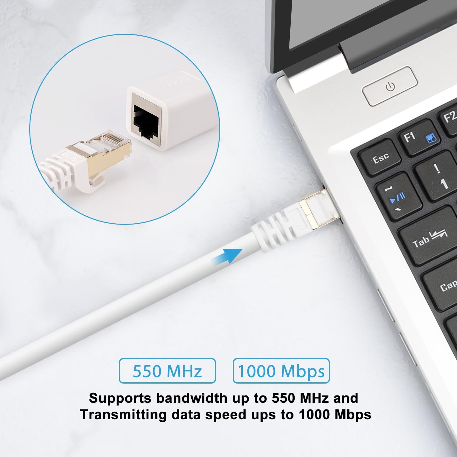 Ethernet Extension Cable (1-Pack), RJ45 Cords Shielded Male to Female Cat 6 E…