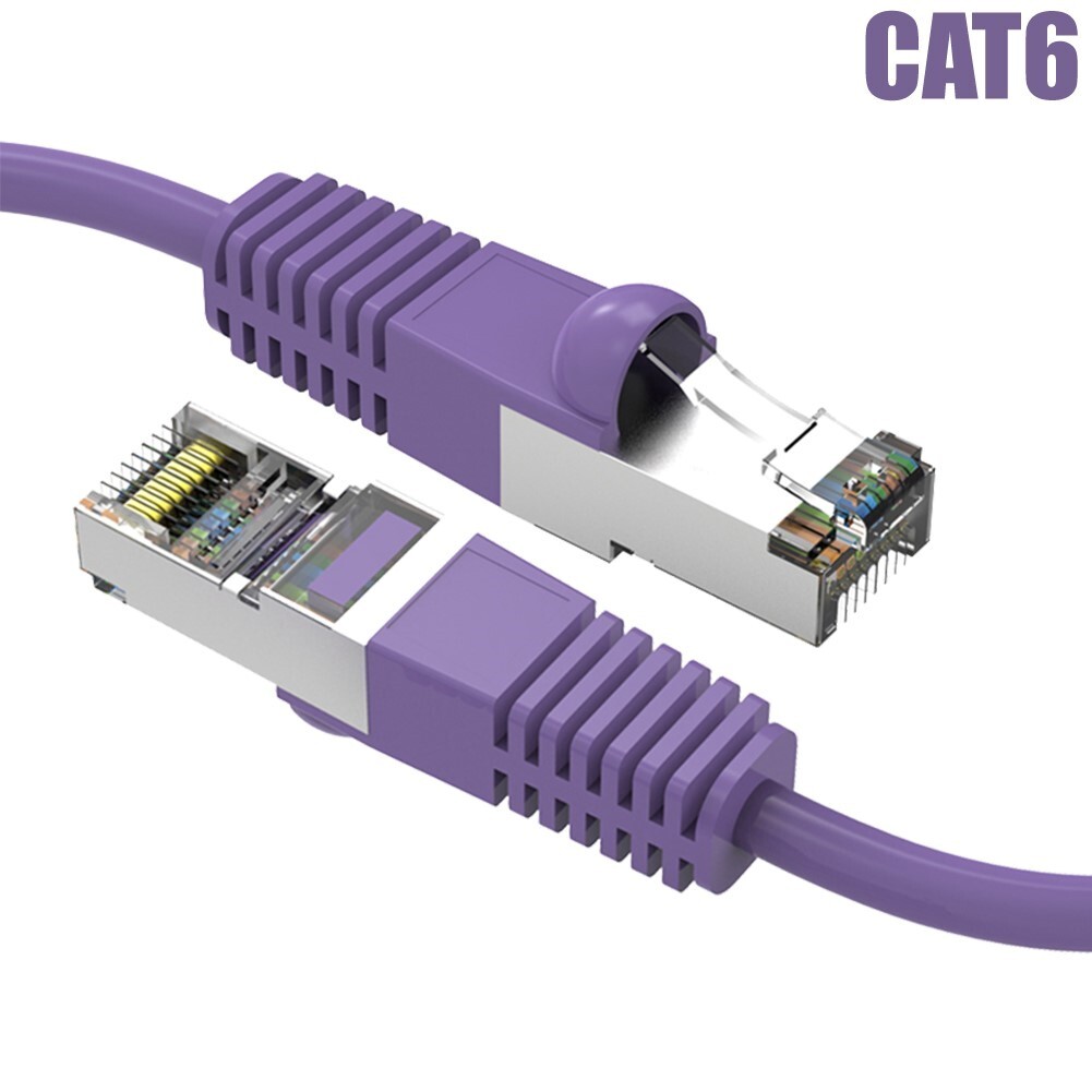 0.5FT Cat6 RJ45 Ethernet LAN Network SSTP Cable Shield Copper Wire 26AWG Purple