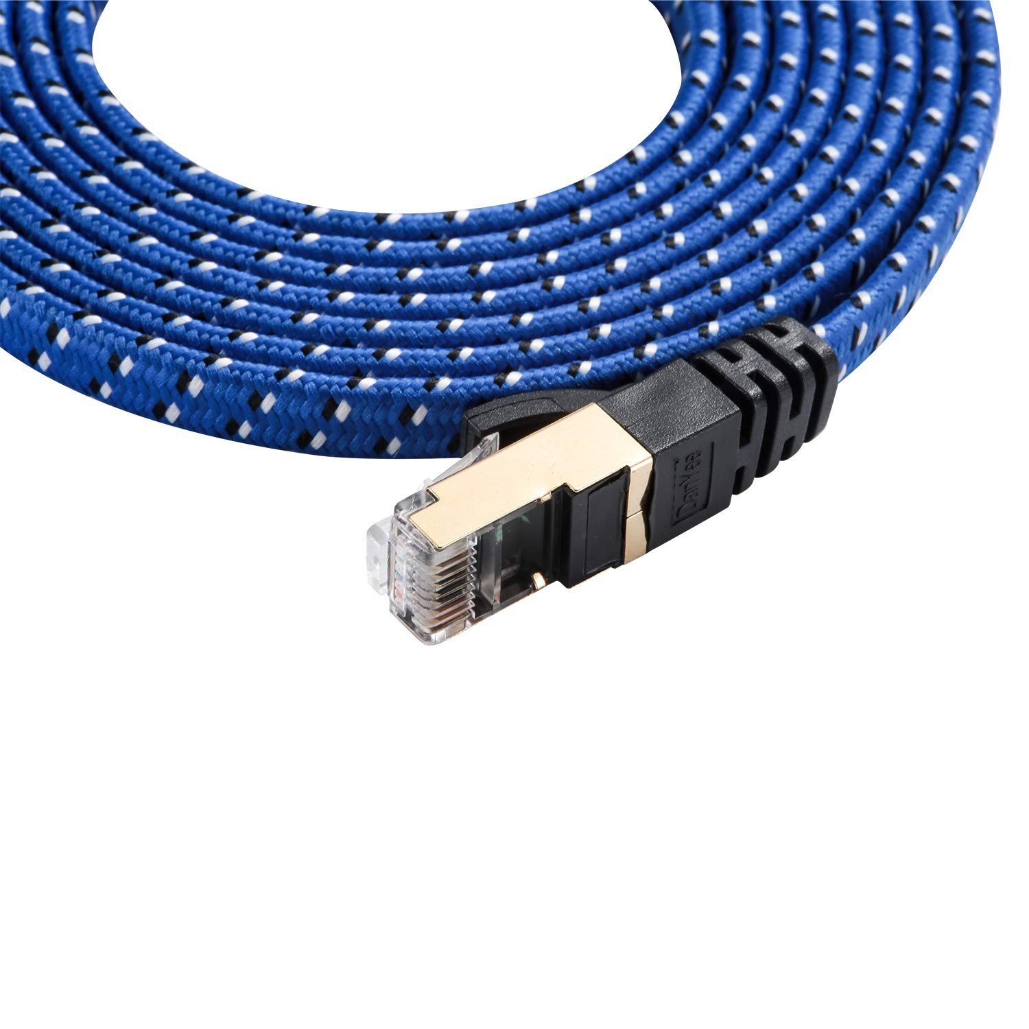 16ft Nylon Braided Cat 8 Ethernet Cable – 40Gbps, Universal RJ45 Connector