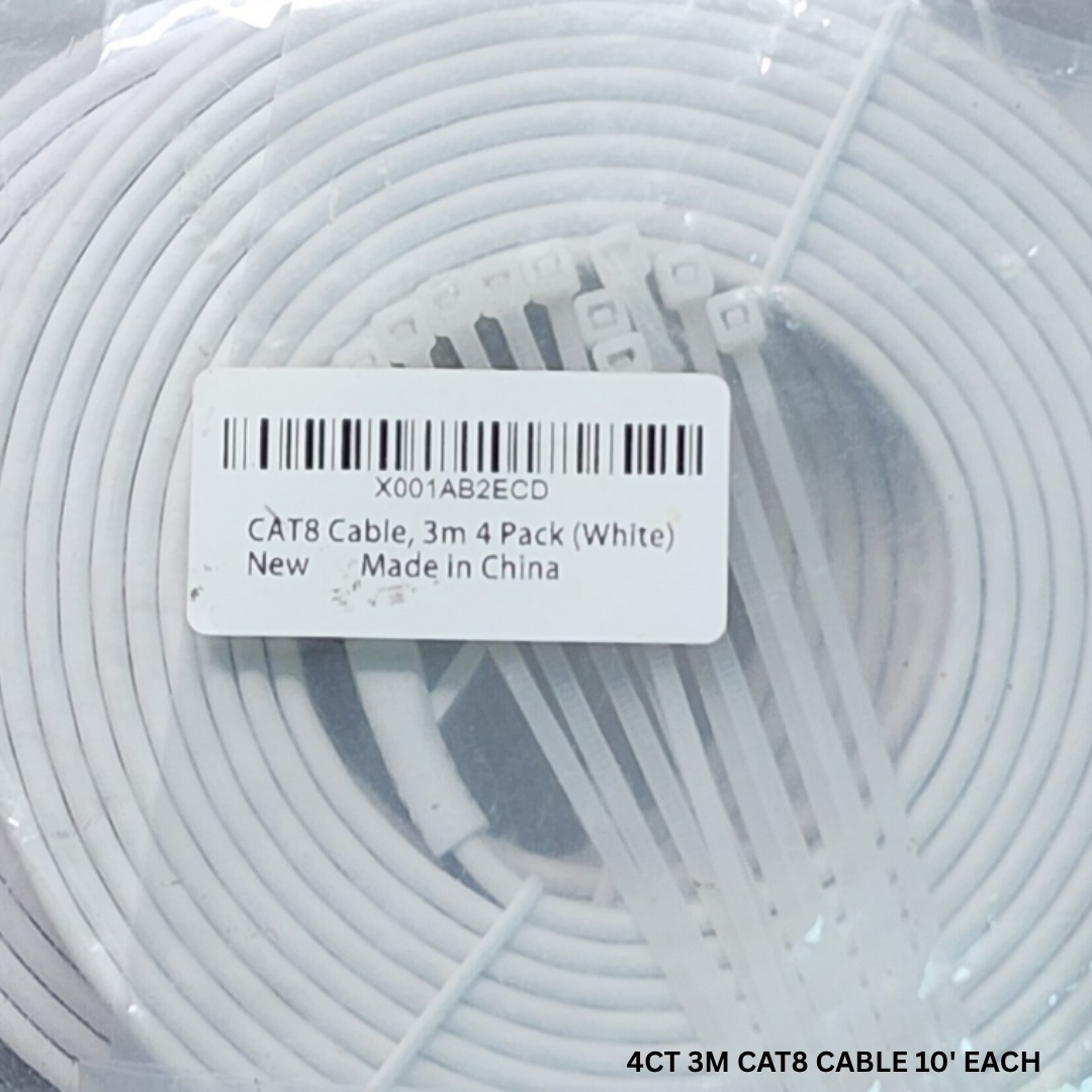 New 4pk Cat-8 Ethernet Cable 10′ Each High Speed Flat 40Gbps 2000Mhz LAN RJ45