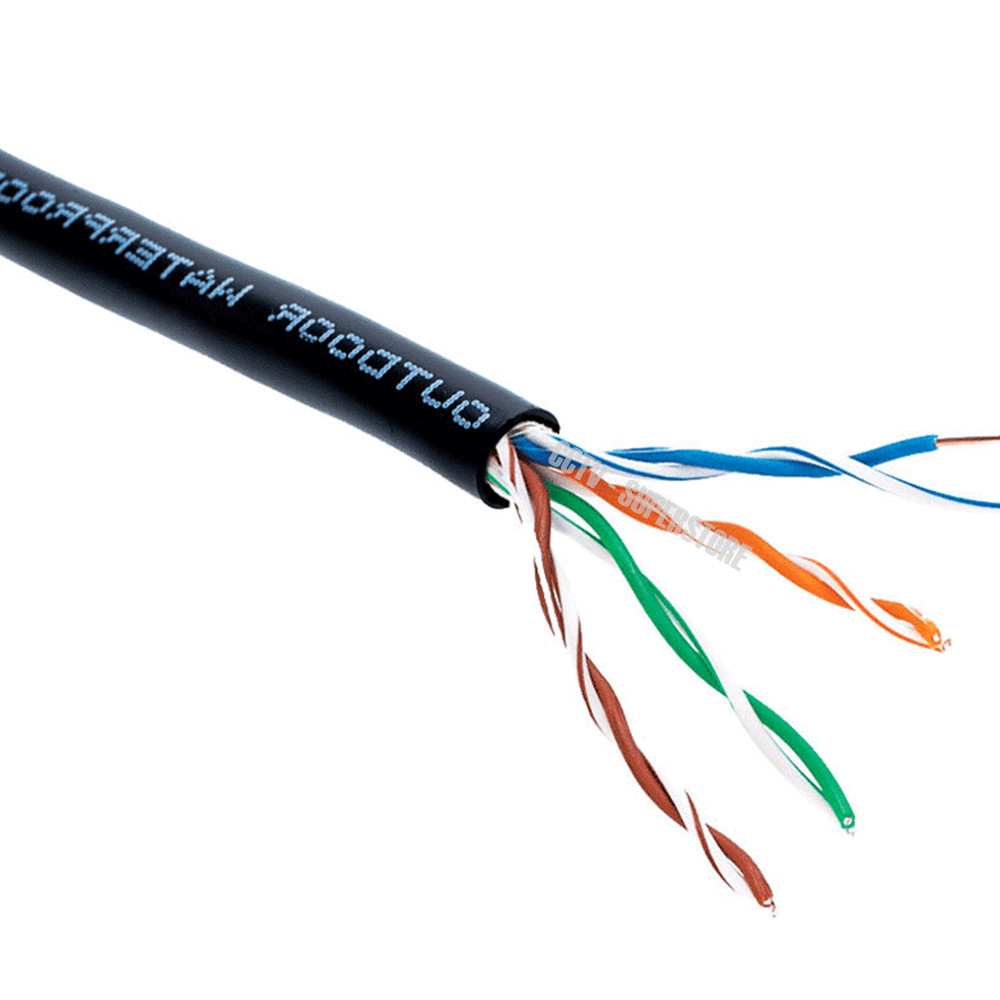 500FT CAT5E OUTDOOR Cable Solid UV Direct Burial UTP Lan Network CAT5 PULL BOX