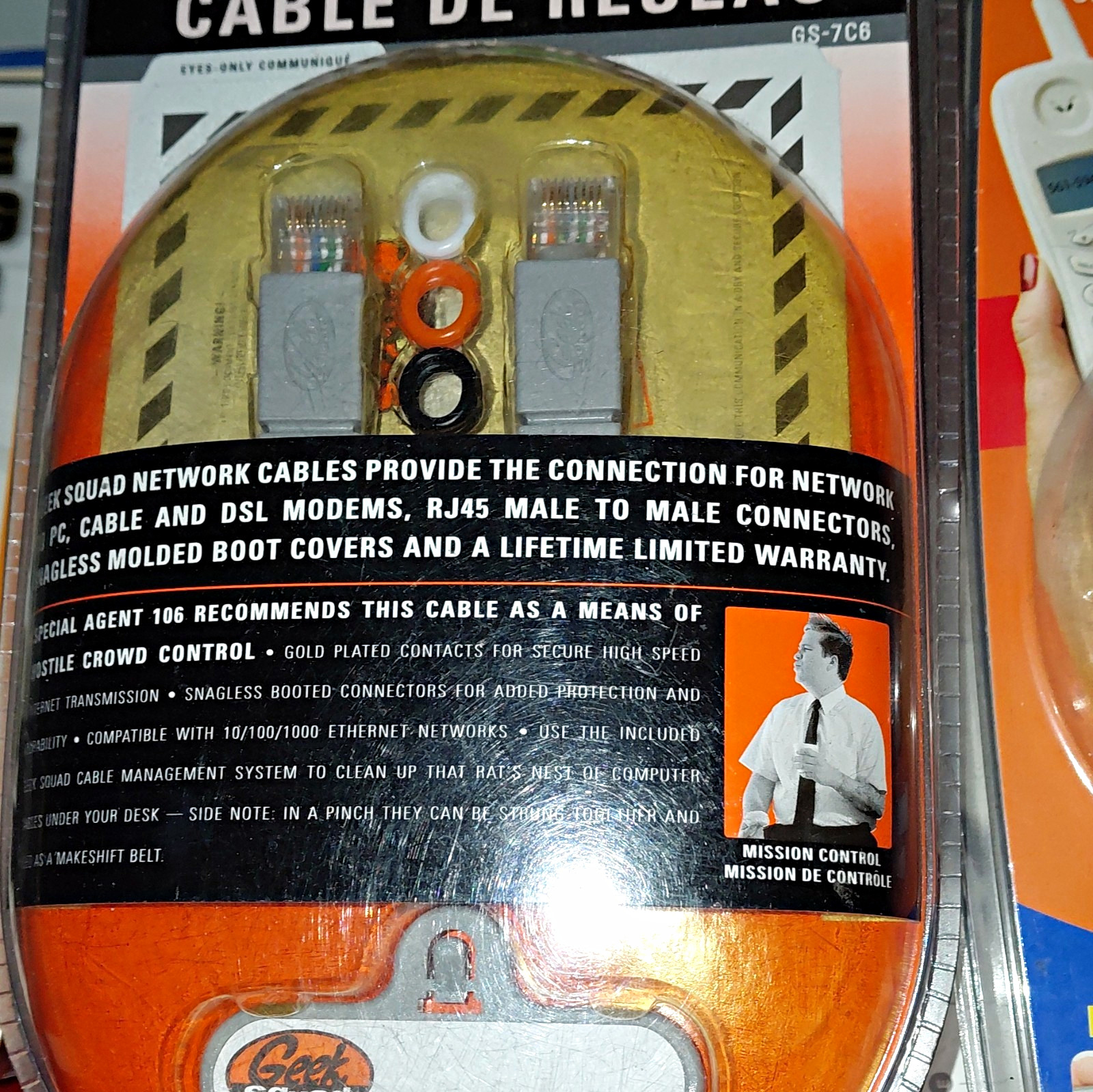 Geek Squad GS-7C6 7ft RJ-45 Ethernet Patch Cable Gold-Plated, Gray