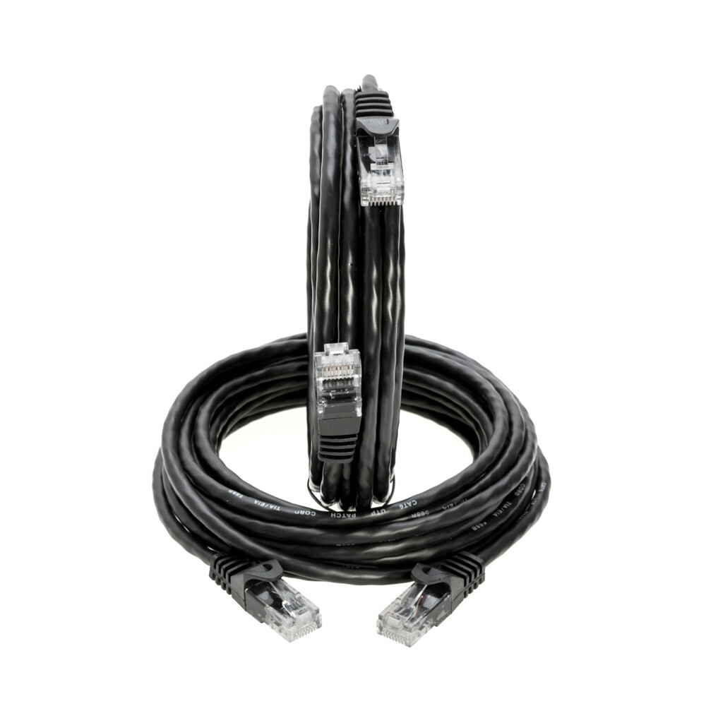 CAT5 Ethernet Patch Cable RJ-45 Internet Cord Black 1.5FT – 20FT Multipack LOT