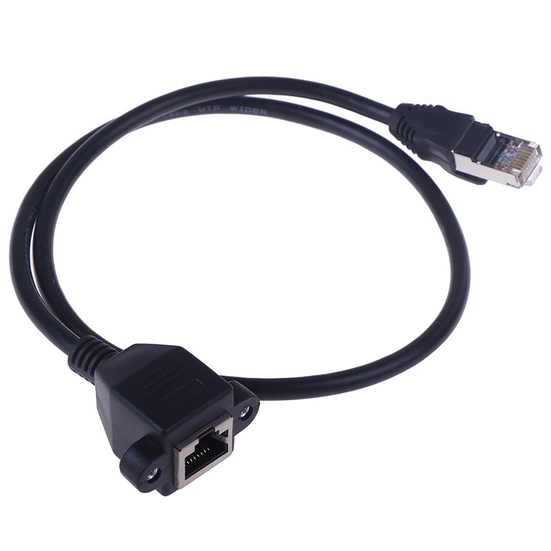 1Pc RJ45 Male to Female Screw Panel Mount Ethernet LAN Network Extension Cab.t2