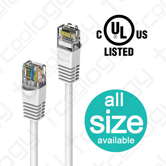 [UL Listed] TCoology Cat5e Patch Cord Booted Cable 24AWG 350mhz UTP Ethernet Lan