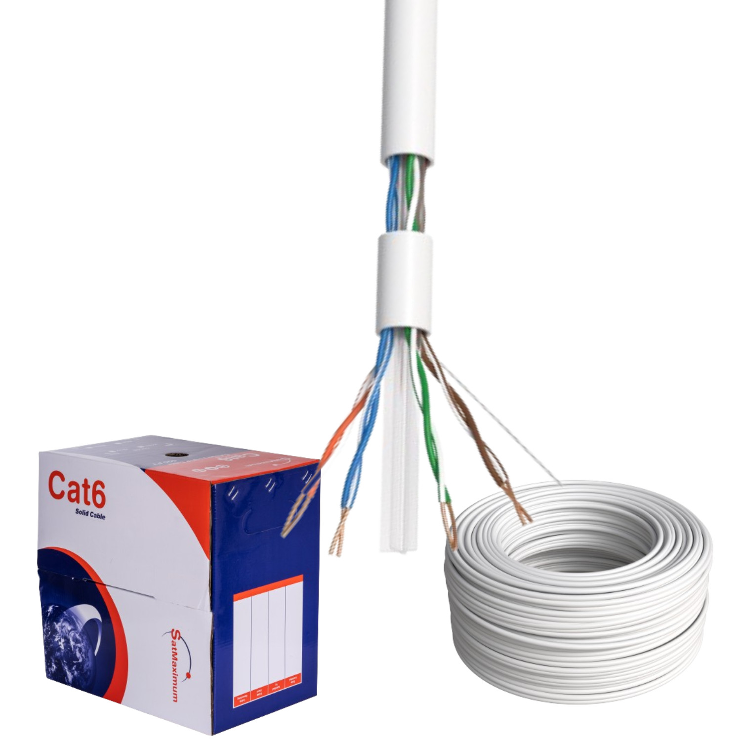 500FT CAT6 Cable CCA UTP Unshielded Solid 23AWG Ethernet LAN Network RJ45 White