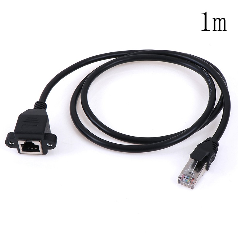 1Pc RJ45 Male to Female Screw Panel Mount Ethernet LAN Network Extension Cab.t2