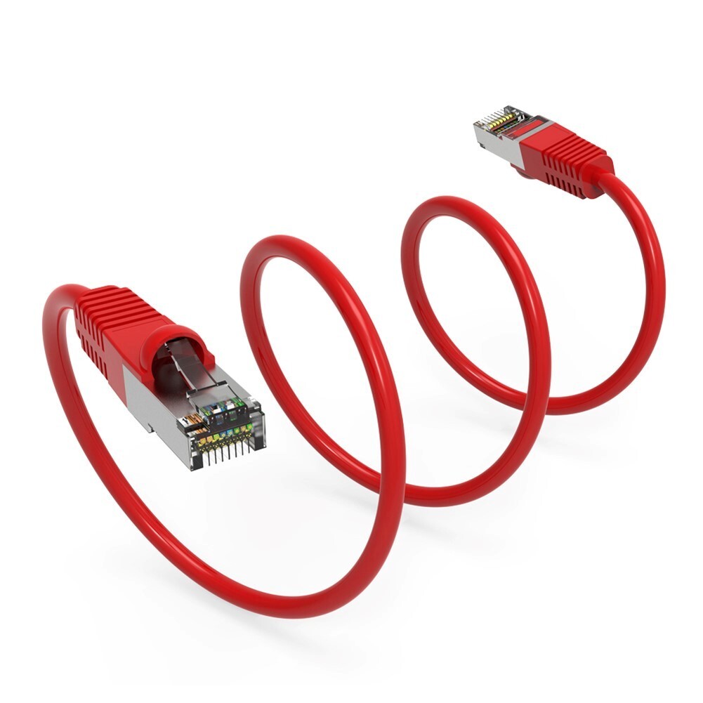1FT Cat6 RJ45 Ethernet LAN Network SSTP Shielded Patch Cable Copper 26AWG Red