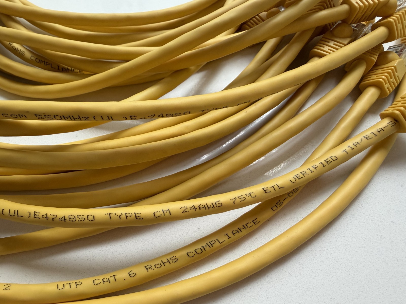 GEARit 20-Pack 1 Foot Cat 6 Ethernet Cable, Yellow, 10Gbps, 24AWG, Patch Panel