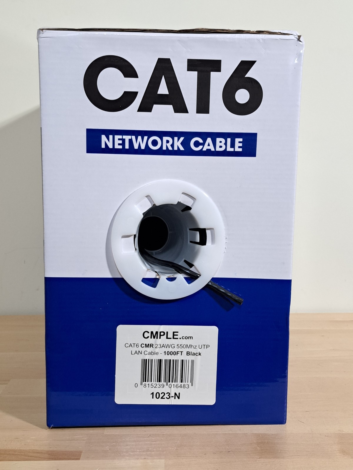CMPLE CAT6 Cable Bulk Lan Ethernet Cable 6 Wire 1000ft Black