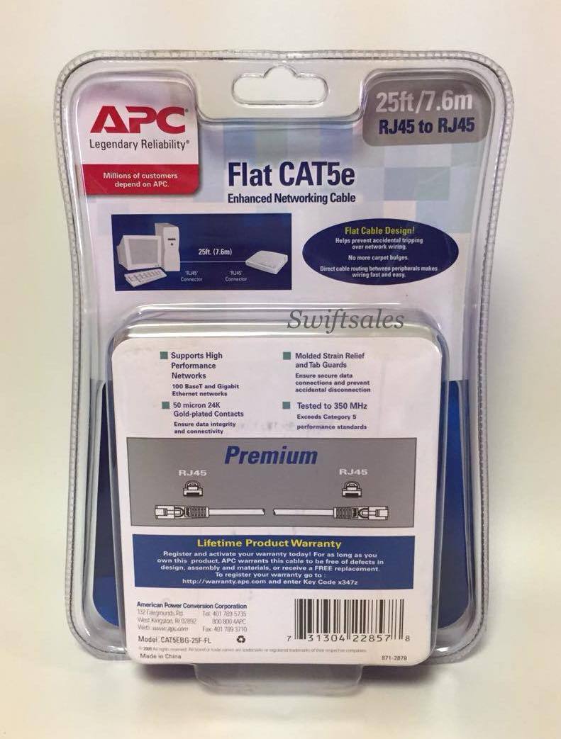APC Flat Cat5e Enhanced Networking Cable 25ft 350MHz Booted Ethernet Patch Cable