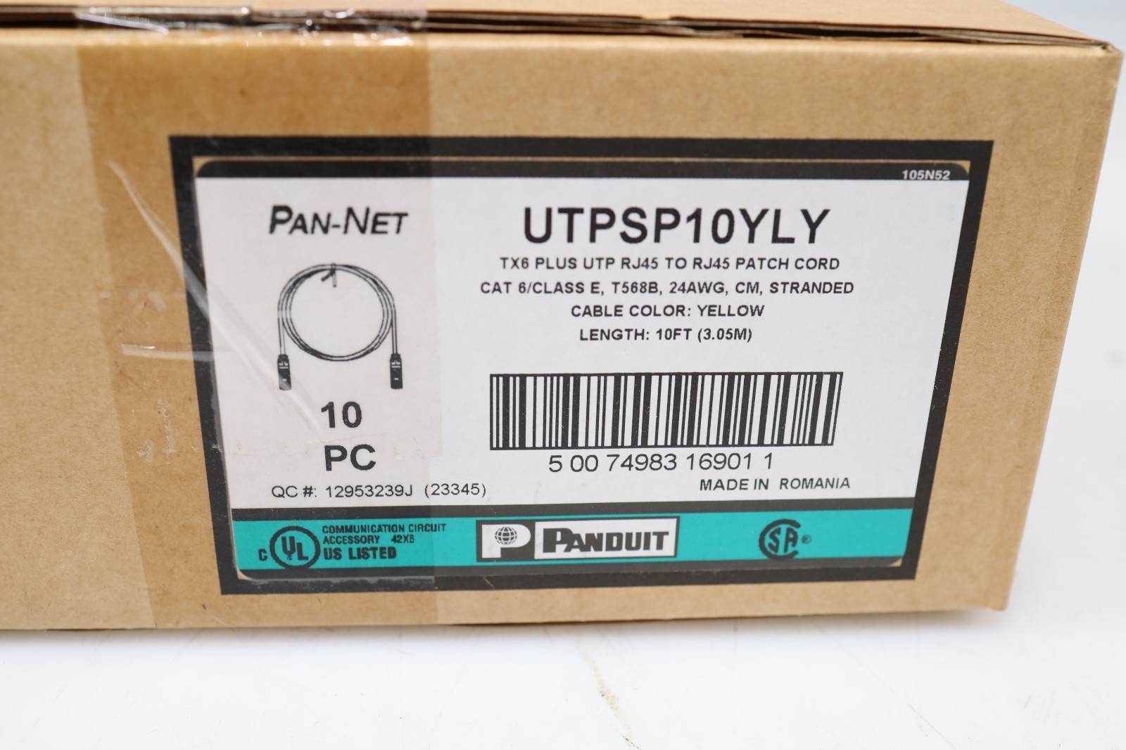 LOT 10x NEW Panduit UTPSP10YLY 10FT. CAT6 RJ-45 24AWG Yellow Patch Cord